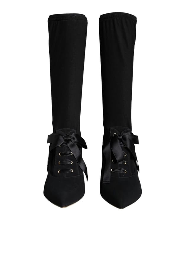 Dolce & Gabbana Dolce & Gabbana Women's Black Stiletto Heels Mid Calf Boots Shoes - 2