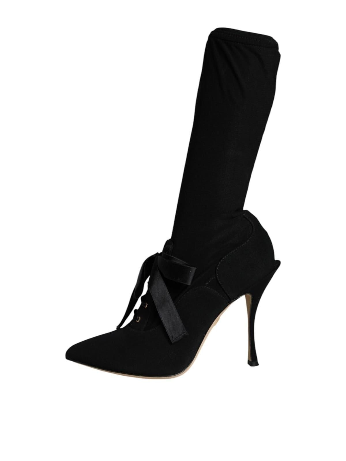 Dolce & Gabbana Dolce & Gabbana Women's Black Stiletto Heels Mid Calf Boots Shoes - 4