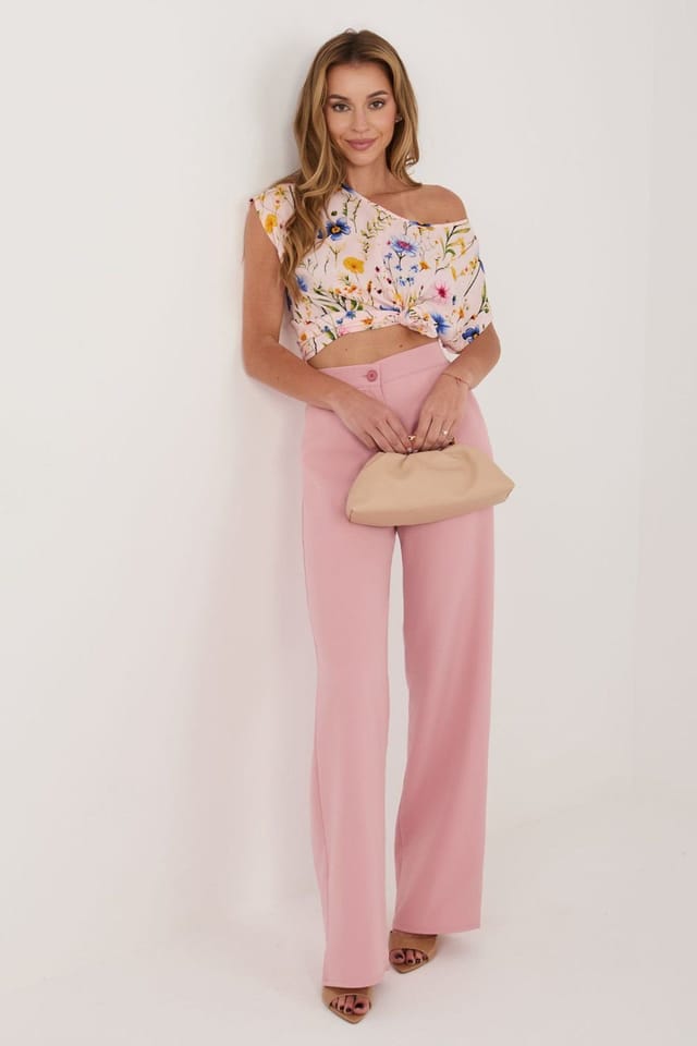 Love Lace Love Lace Women's Floral Viscose Blouse with Round Neck in Pink - 2
