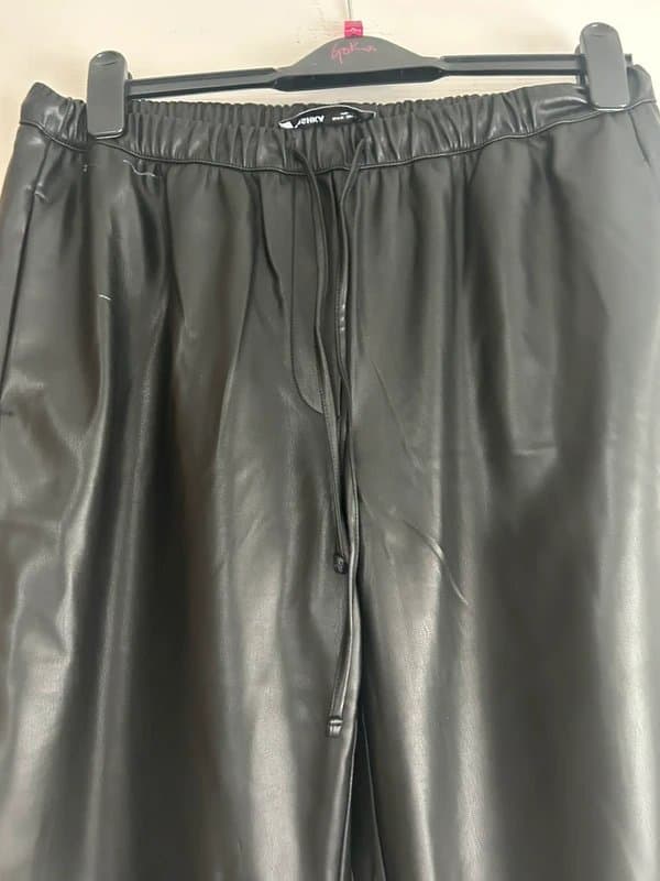 Bershka Faux leather jogger style trousers