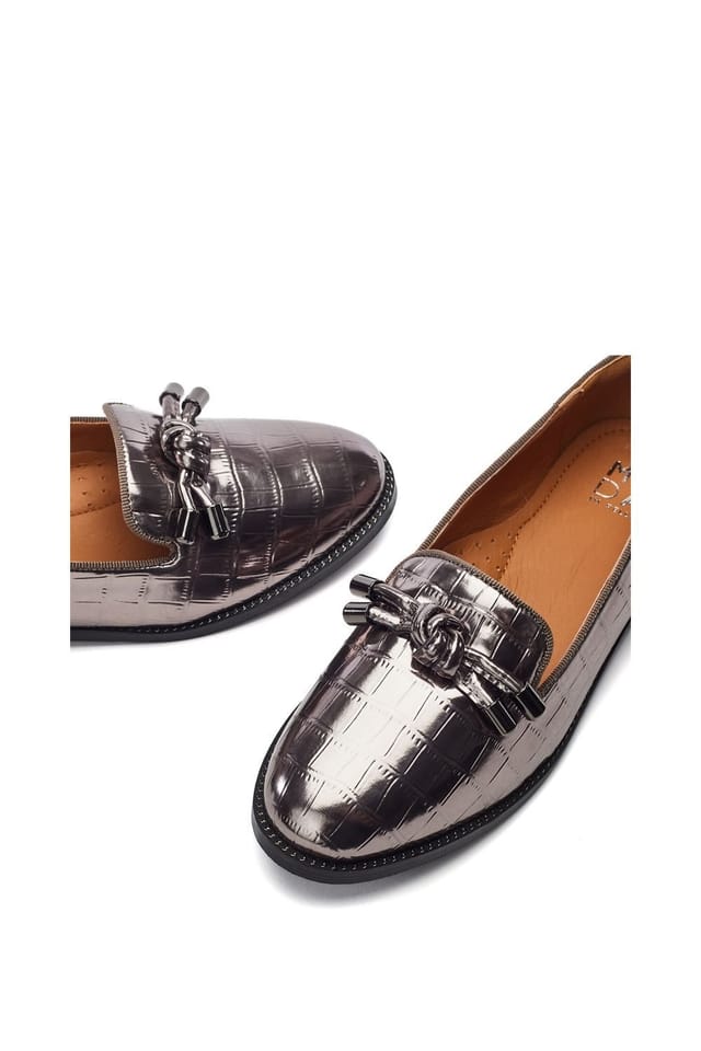 Moda In Pelle Moda In Pelle Women's 'Fillipa' Patent Mocc Croc Loafers in Metallic Silver - 3