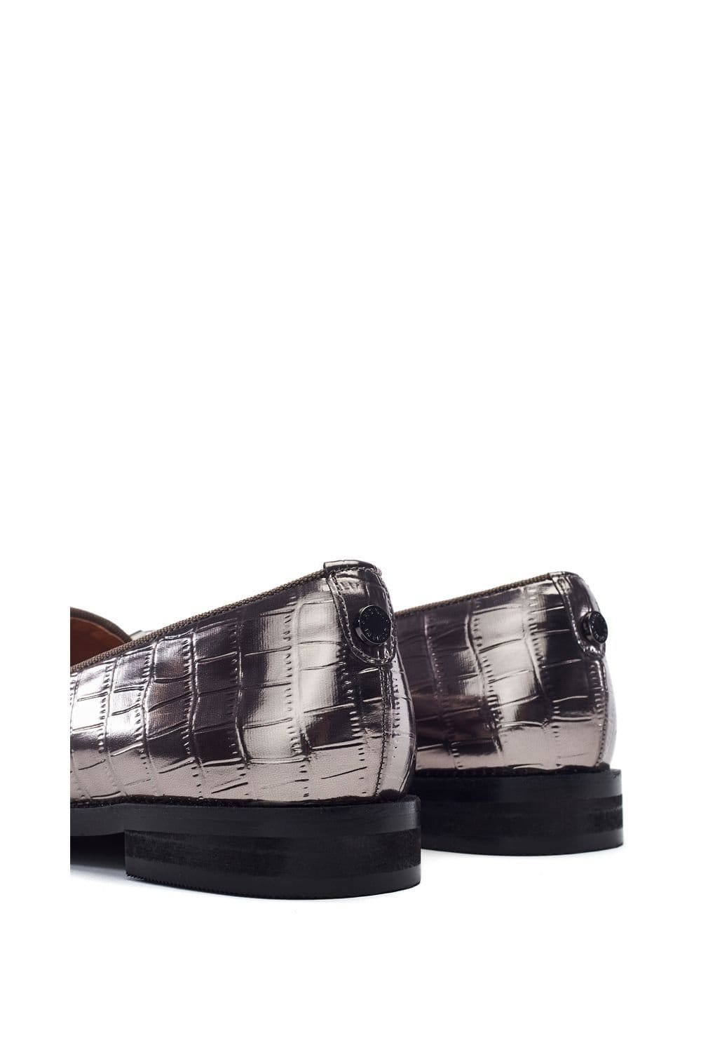Moda In Pelle Moda In Pelle Women's 'Fillipa' Patent Mocc Croc Loafers in Metallic Silver - 4