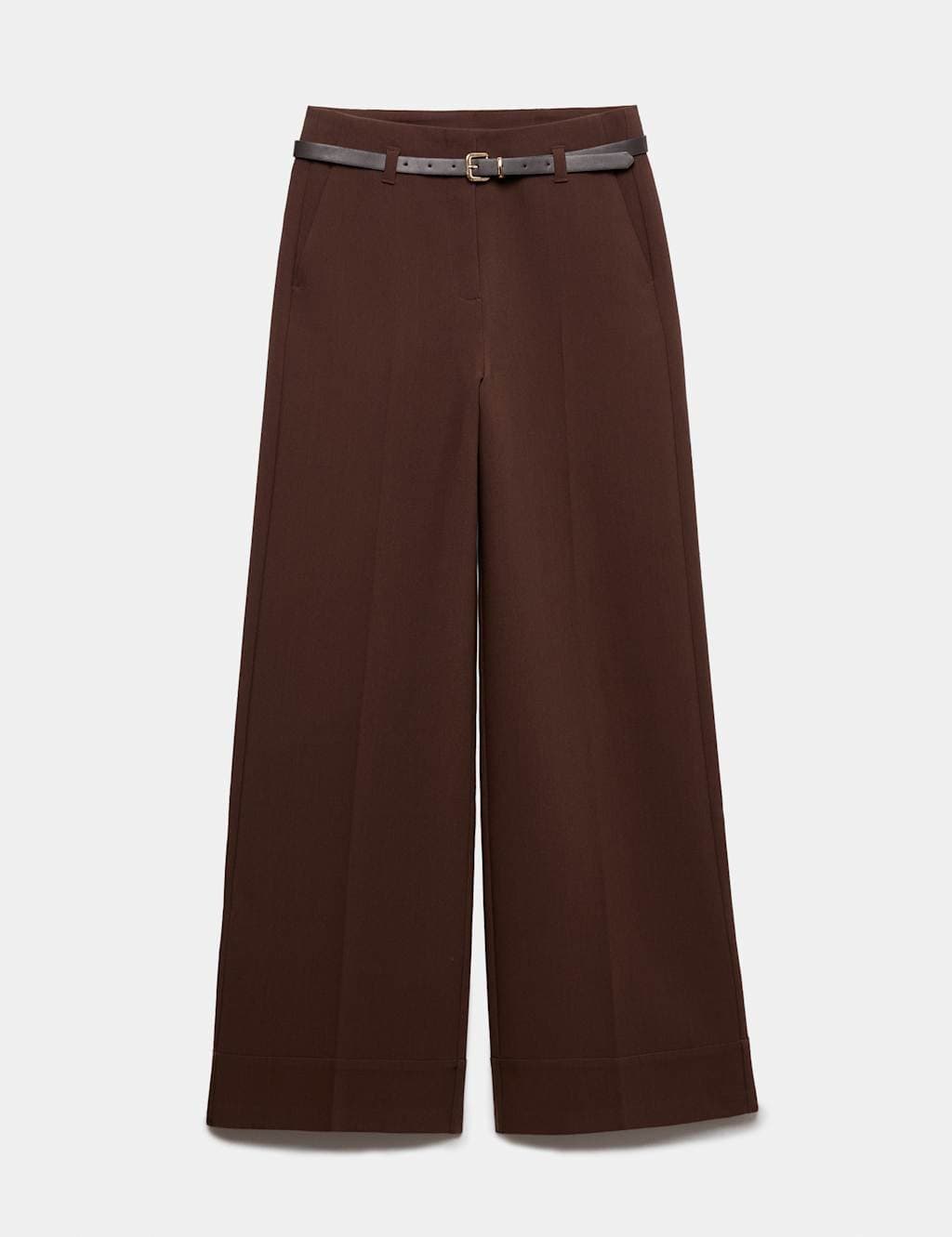 Marks & Spencer M&S Belted Straight Leg Trousers Tan