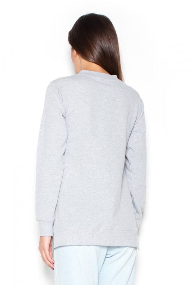Love Lace Love Lace Women's Grey Cotton Long Sleeve Blouse with Side Slits - 3