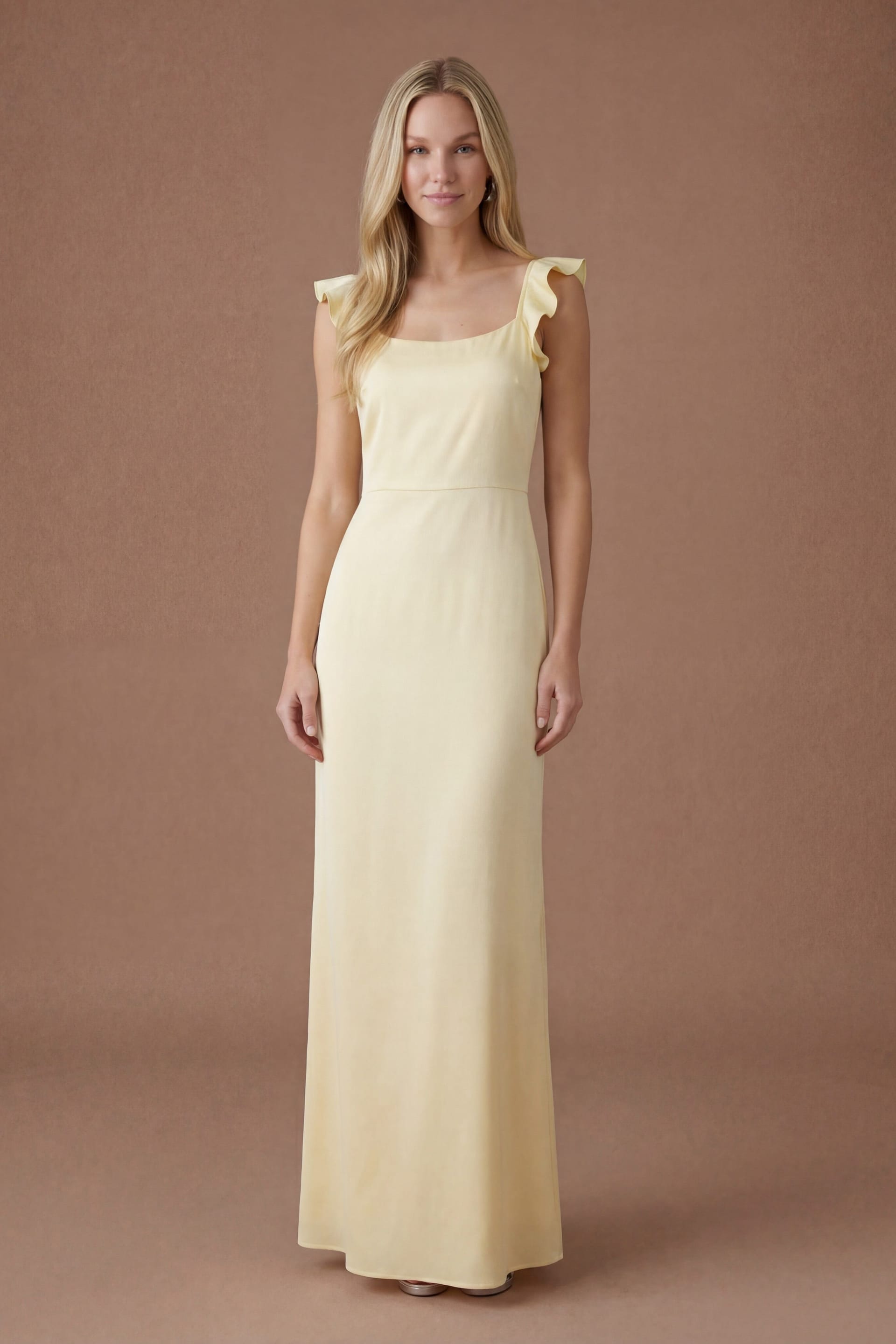 Oasis Butter Yellow Satin Bridesmaid Maxi Dress