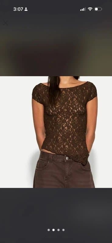 Bershka Bershka brown lace fitted top