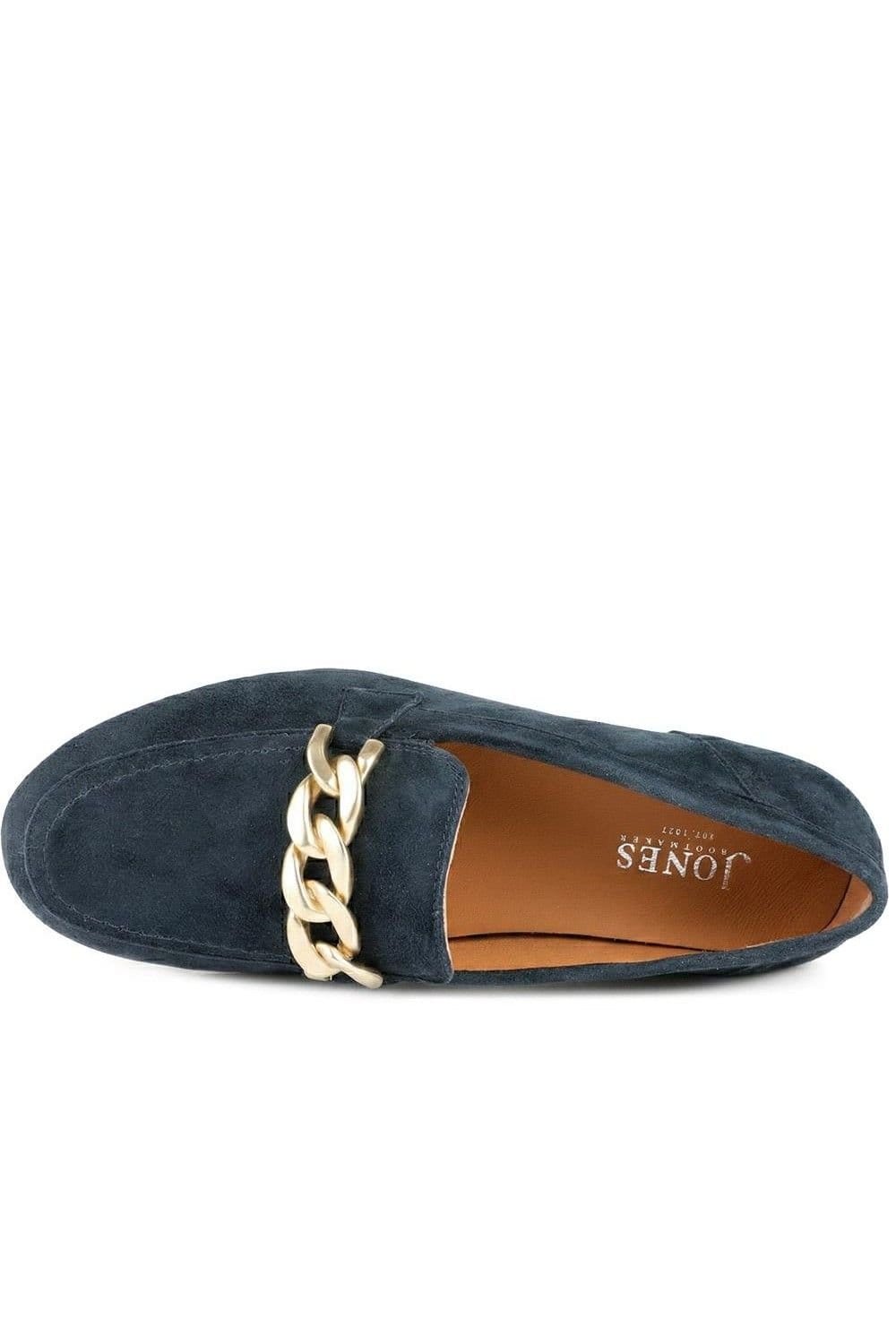 Jones Bootmaker Jones Bootmaker Women's Orsa Leather Chain Detail Loafers in Navy - 4