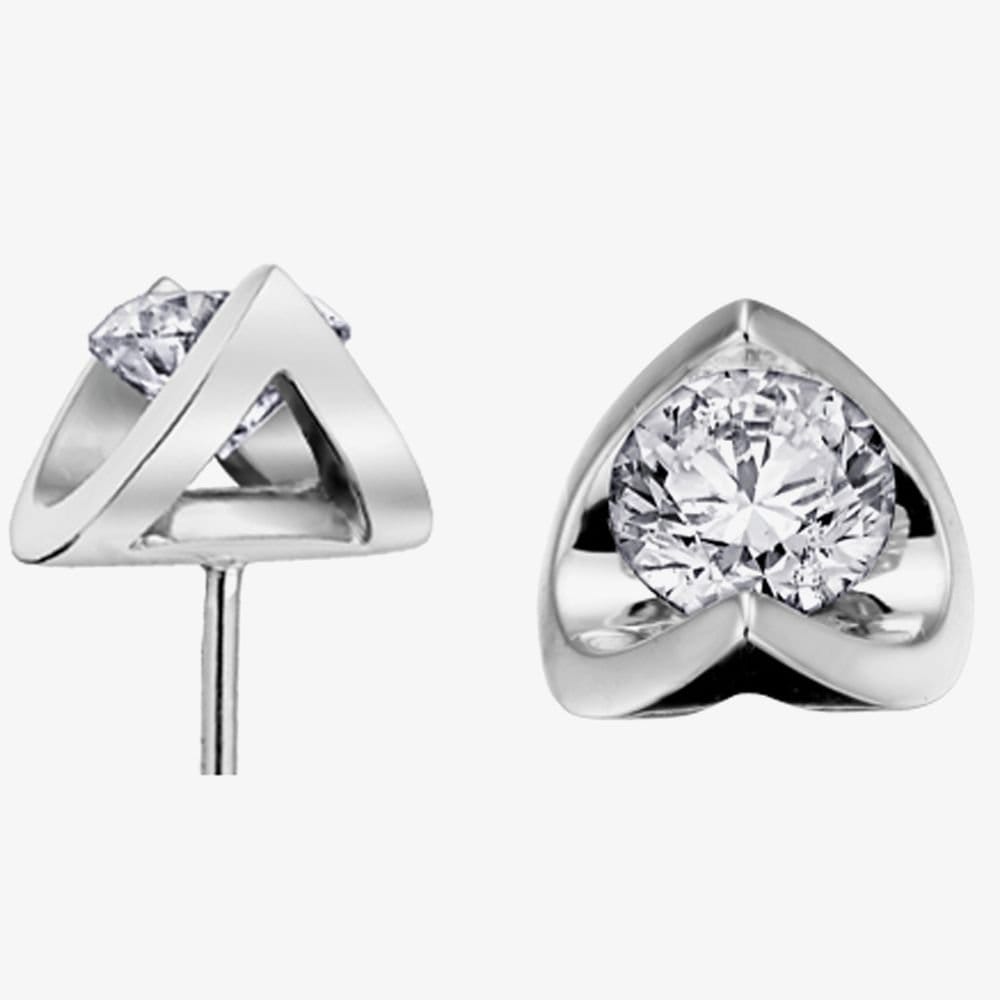 T.H.Baker T.H.Baker Women's 9ct White Gold 0.30ct Tension-set Diamond Stud Earrings E2038W/30-18 in Silver - 1