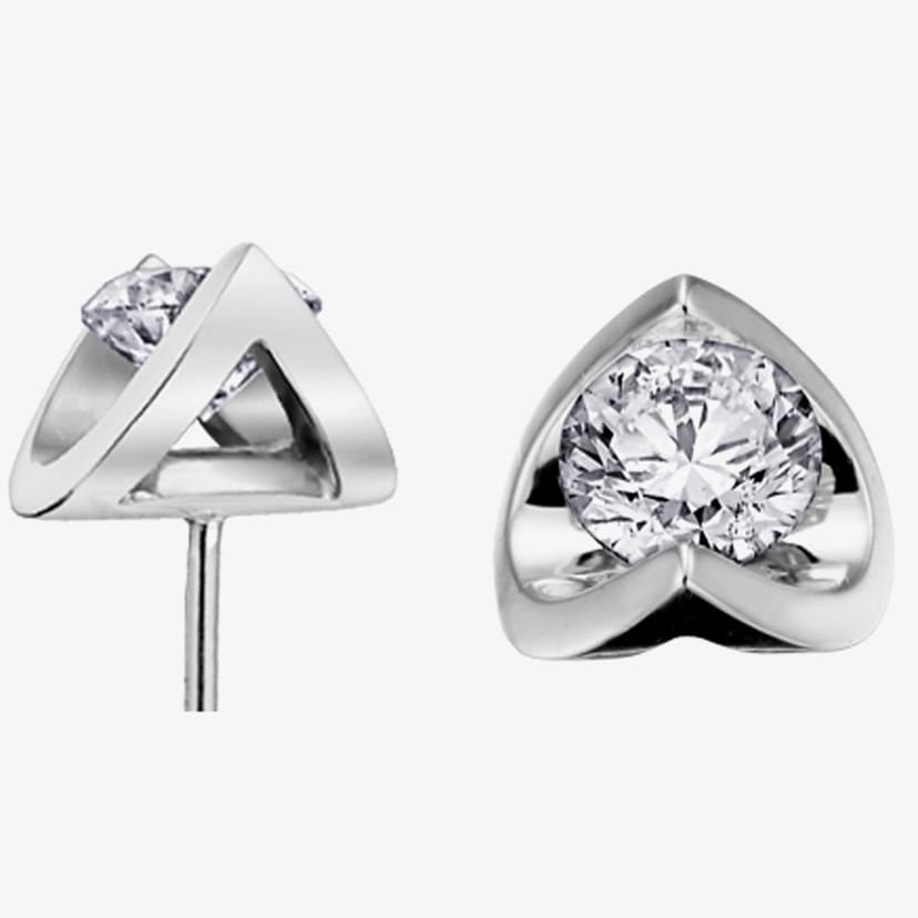 T.H.Baker T.H.Baker Women's 9ct White Gold 0.30ct Tension-set Diamond Stud Earrings E2038W/30-18 in Silver - 1