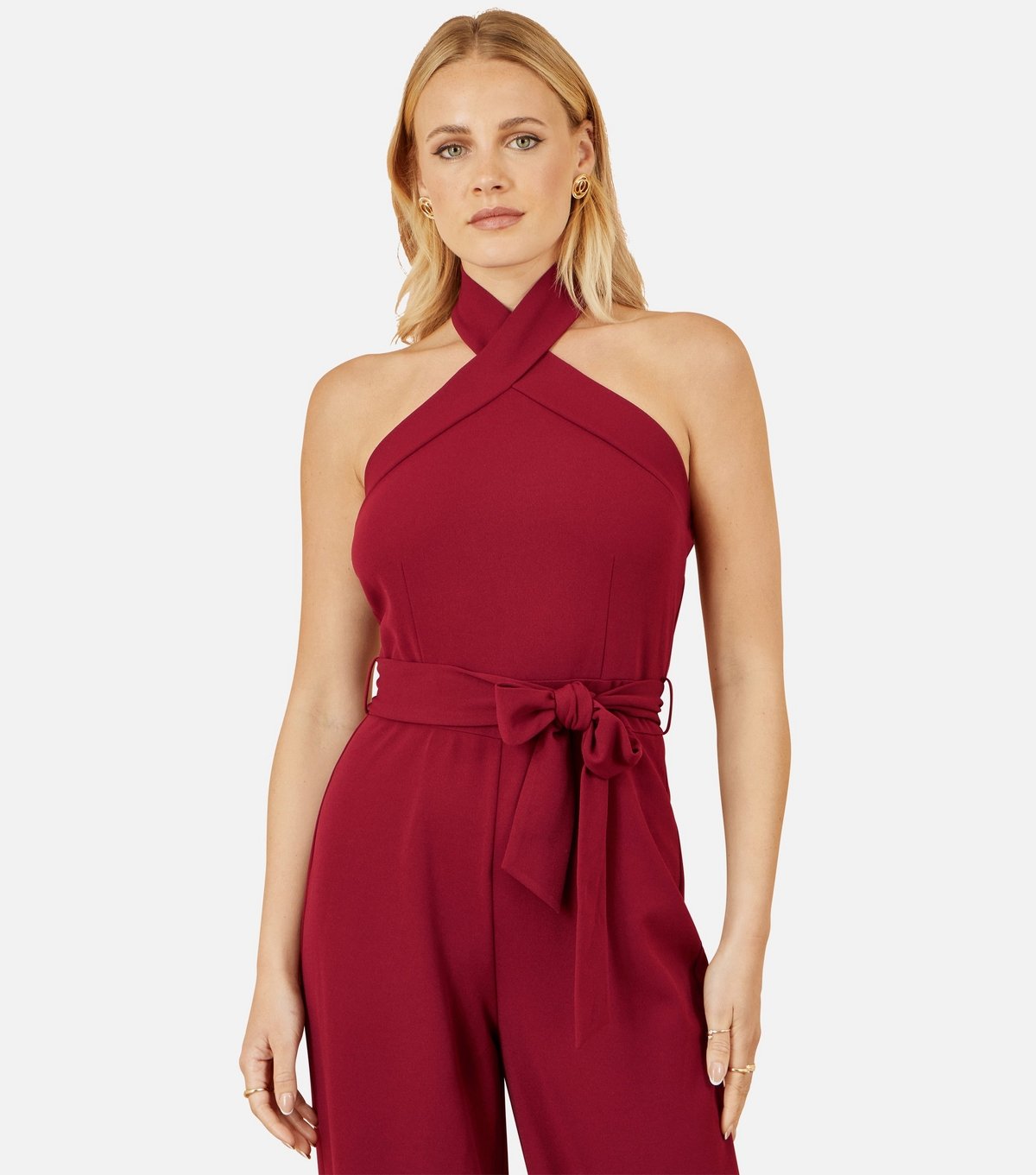 Yumi Women's Red Wide Leg Halterneck Jumpsuit Yumi New Look - 2