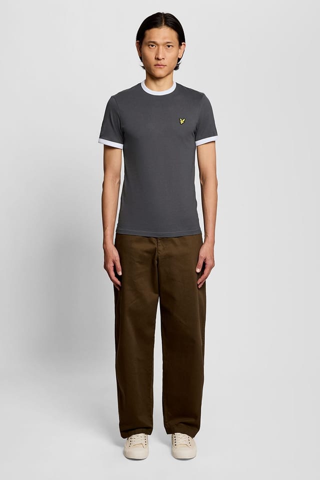 Lyle & Scott Lyle & Scott Men's Ringer T-Shirt Gunmetal / White in Grey - 2