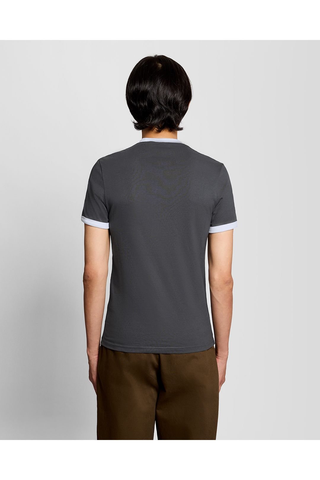 Lyle & Scott Lyle & Scott Men's Ringer T-Shirt Gunmetal / White in Grey - 3