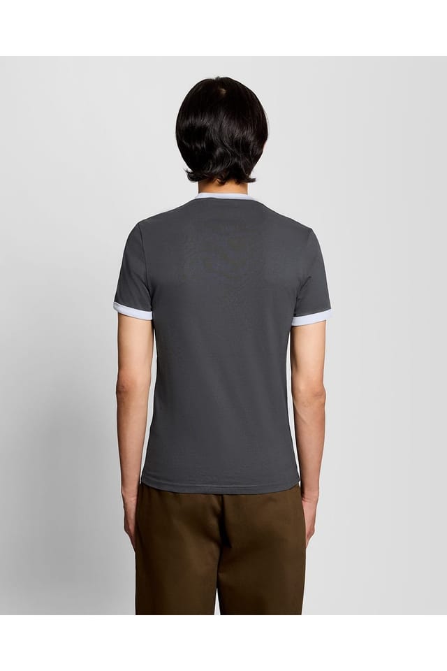 Lyle & Scott Lyle & Scott Men's Ringer T-Shirt Gunmetal / White in Grey - 3