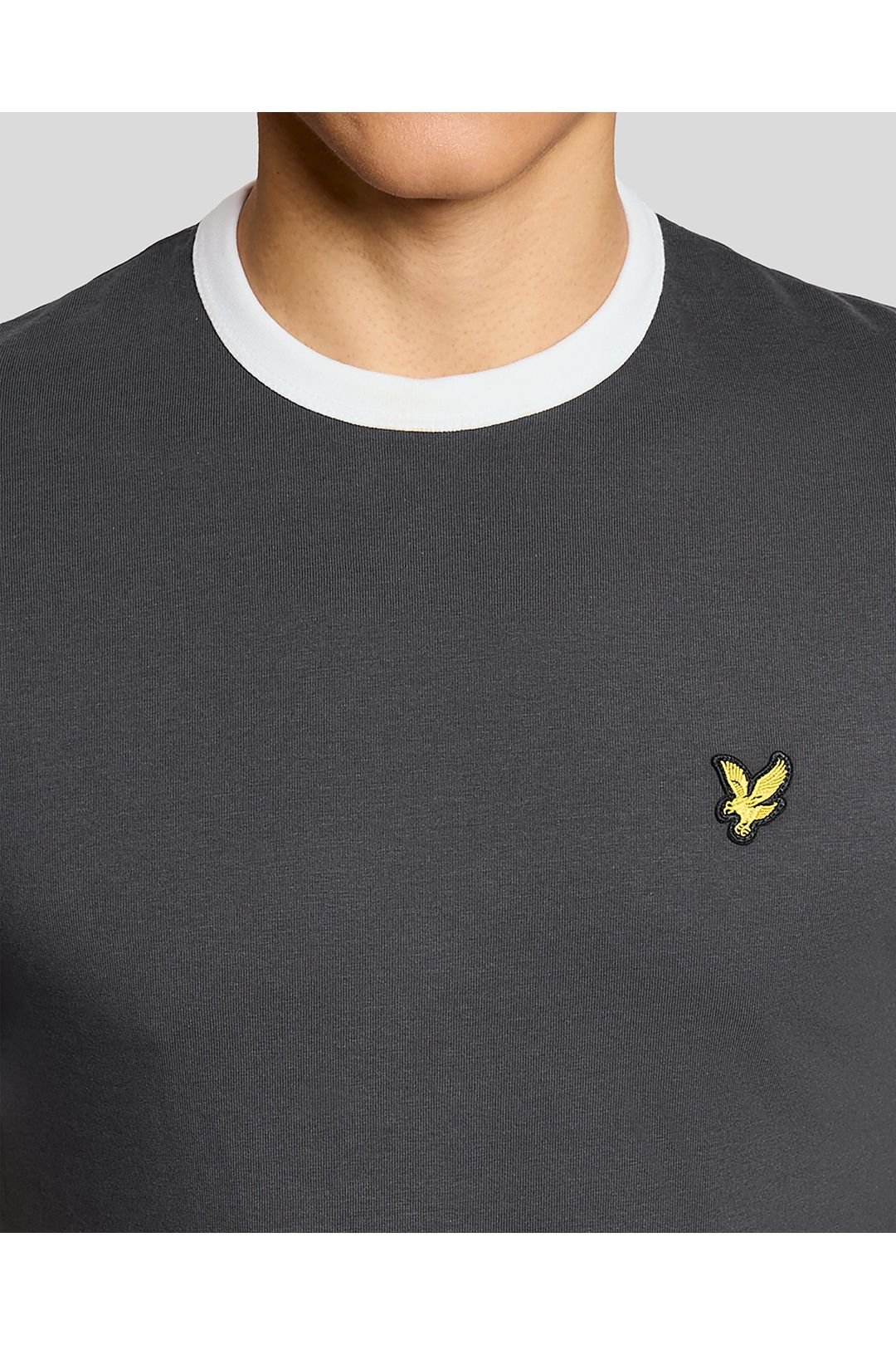 Lyle & Scott Lyle & Scott Men's Ringer T-Shirt Gunmetal / White in Grey - 4