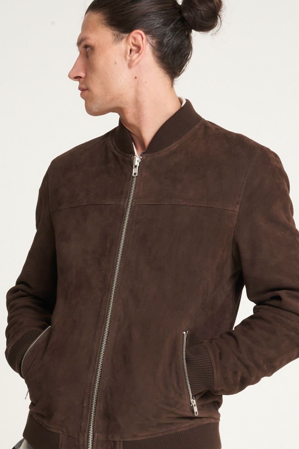 Barneys Originals Barneys Originals Brown Suede Bomber Jacket