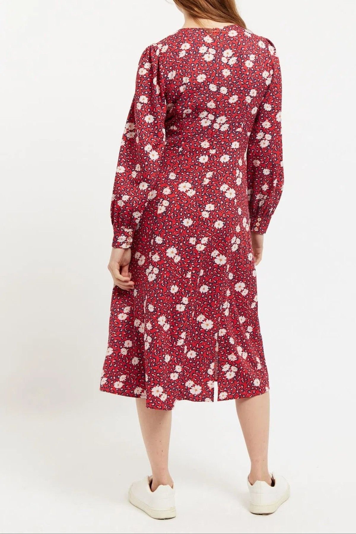 Louche Louche Women's Liv Roaring Daisy Print Long Sleeve Midi Dress Red - 2