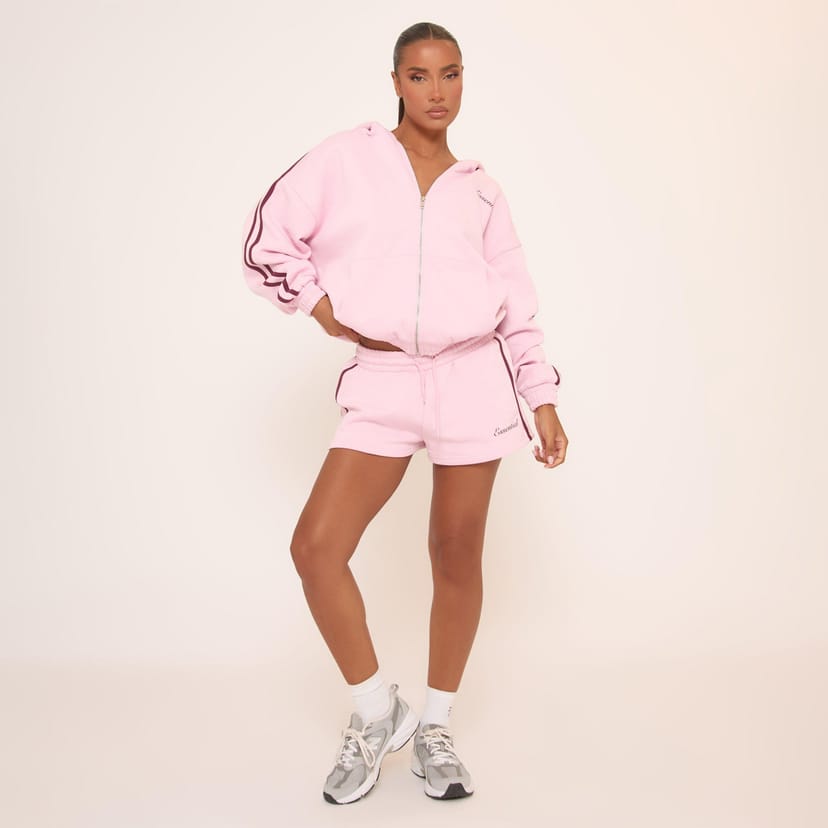 EGO Contrast Side Stripe Mini Sweat Shorts In Pink, Women's Size UK 4 - 1