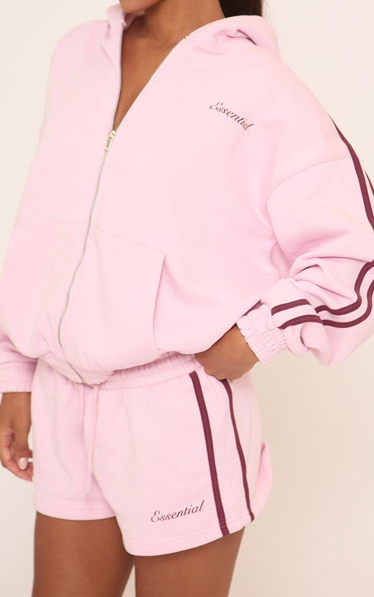 EGO Contrast Side Stripe Mini Sweat Shorts In Pink, Women's Size UK 4 - 2