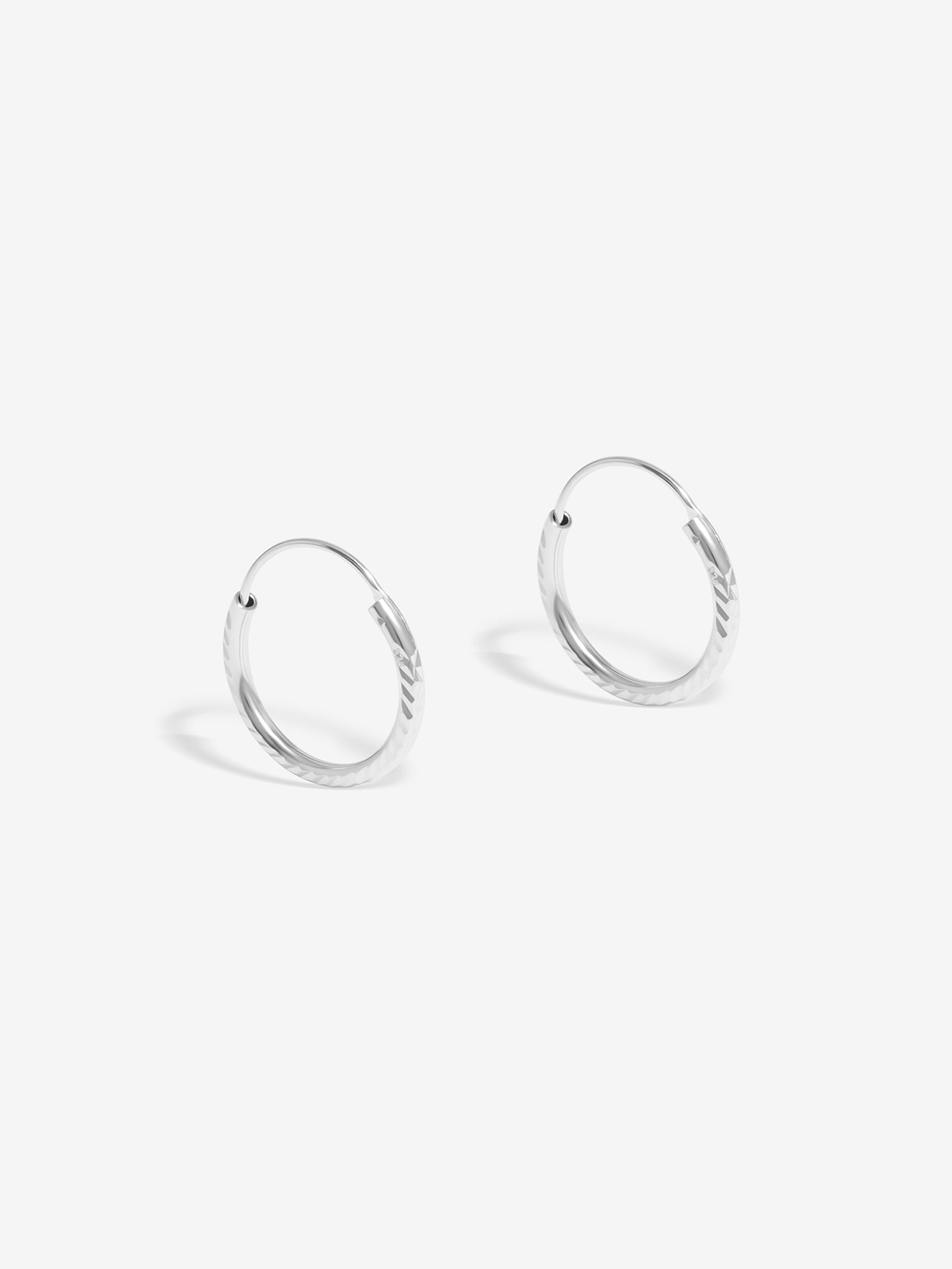 Simply Silver Simply Silver Women's Sterling Silver 925 Polished Textured Hoop Earrings - 1