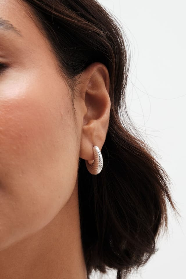 Simply Silver Simply Silver Women's Sterling Silver 925 Polished Textured Hoop Earrings - 3