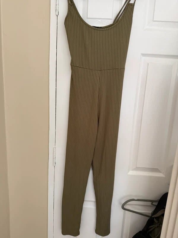 PLT PLT khaki ribbed jumpsuit