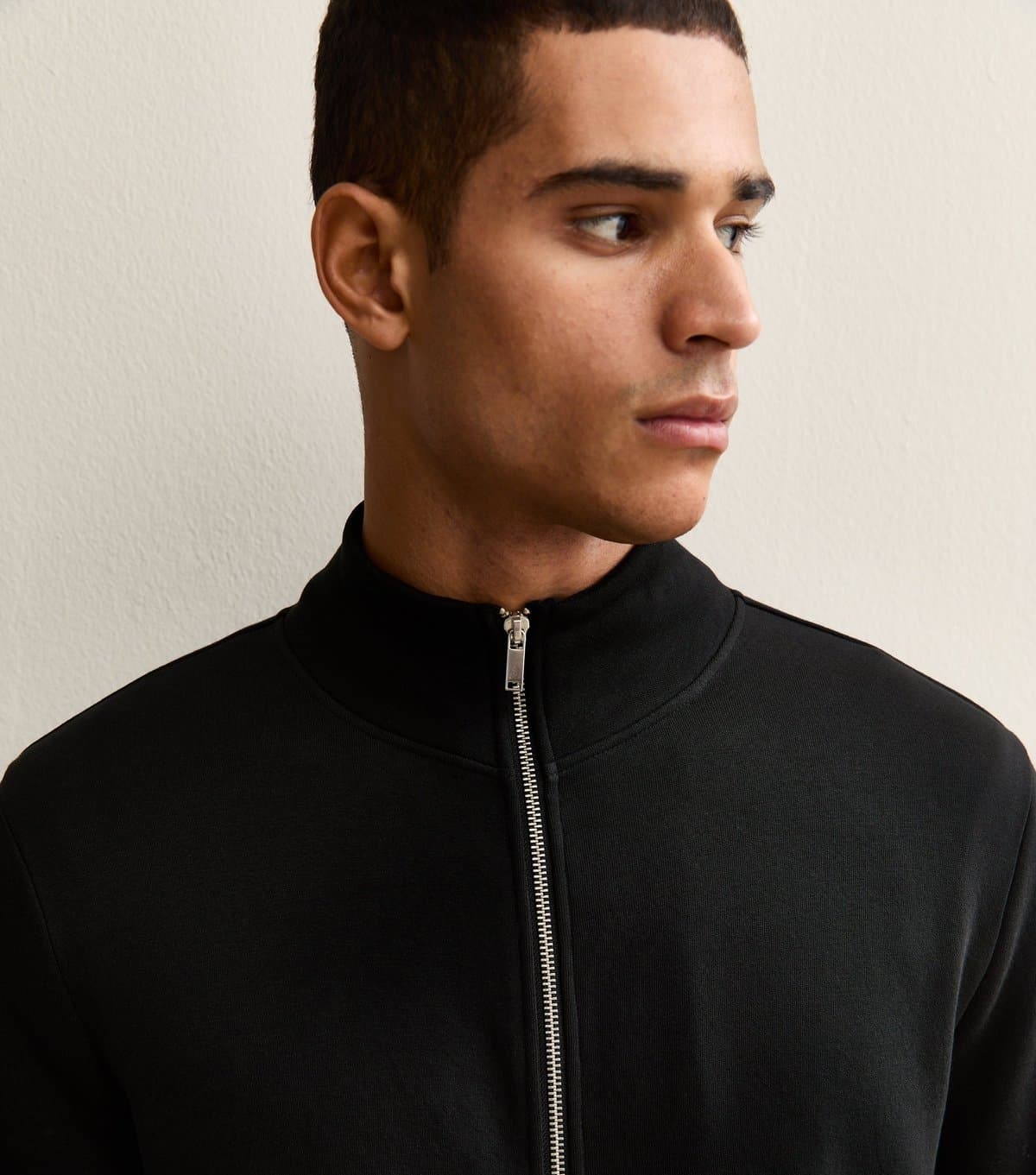 New Look New Look Men's Black Zip Up High Neck Sweatshirt