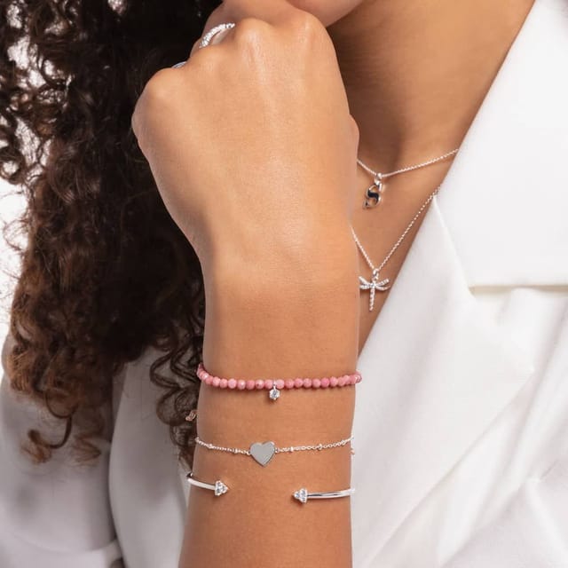 Thomas Sabo THOMAS SABO Women's Silver Heart With Dots Bracelet A1991-001-21-L19V - 2
