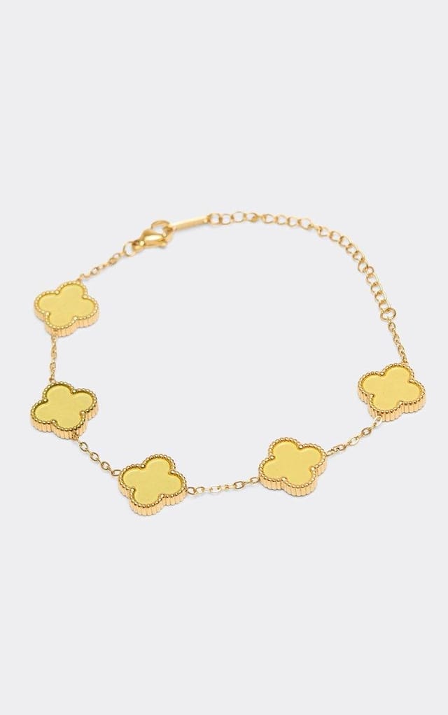 EGO Clover Detail Clasp Bracelet In Yellow, Women's Size UK 0 - 2