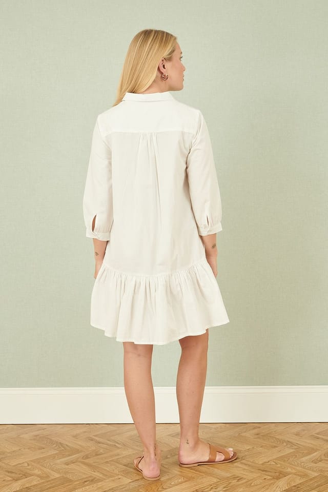 Yumi Yumi Women's White Cotton Flower Tunic Dress - 3