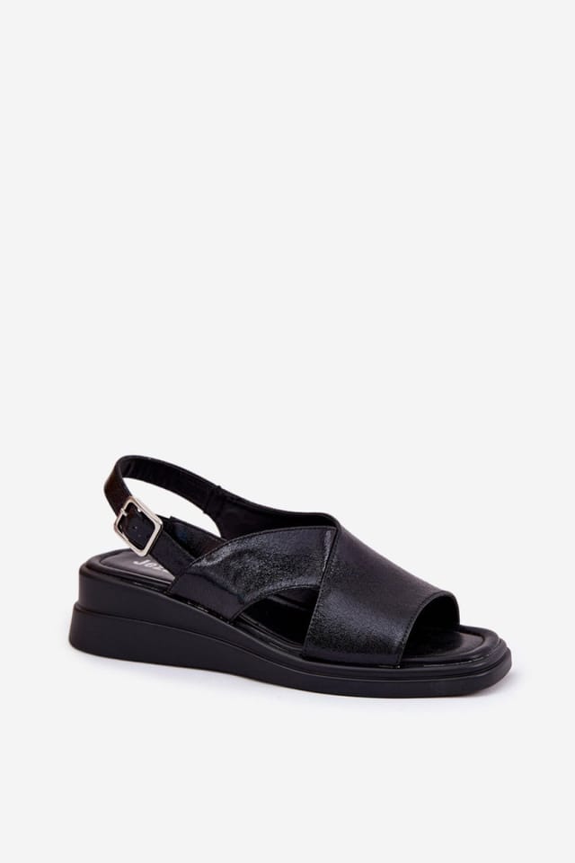 Love Lace Love Lace Women's Jezzi Wedge Sandals with Buckle Strap for Summer Comfort in Black - 2