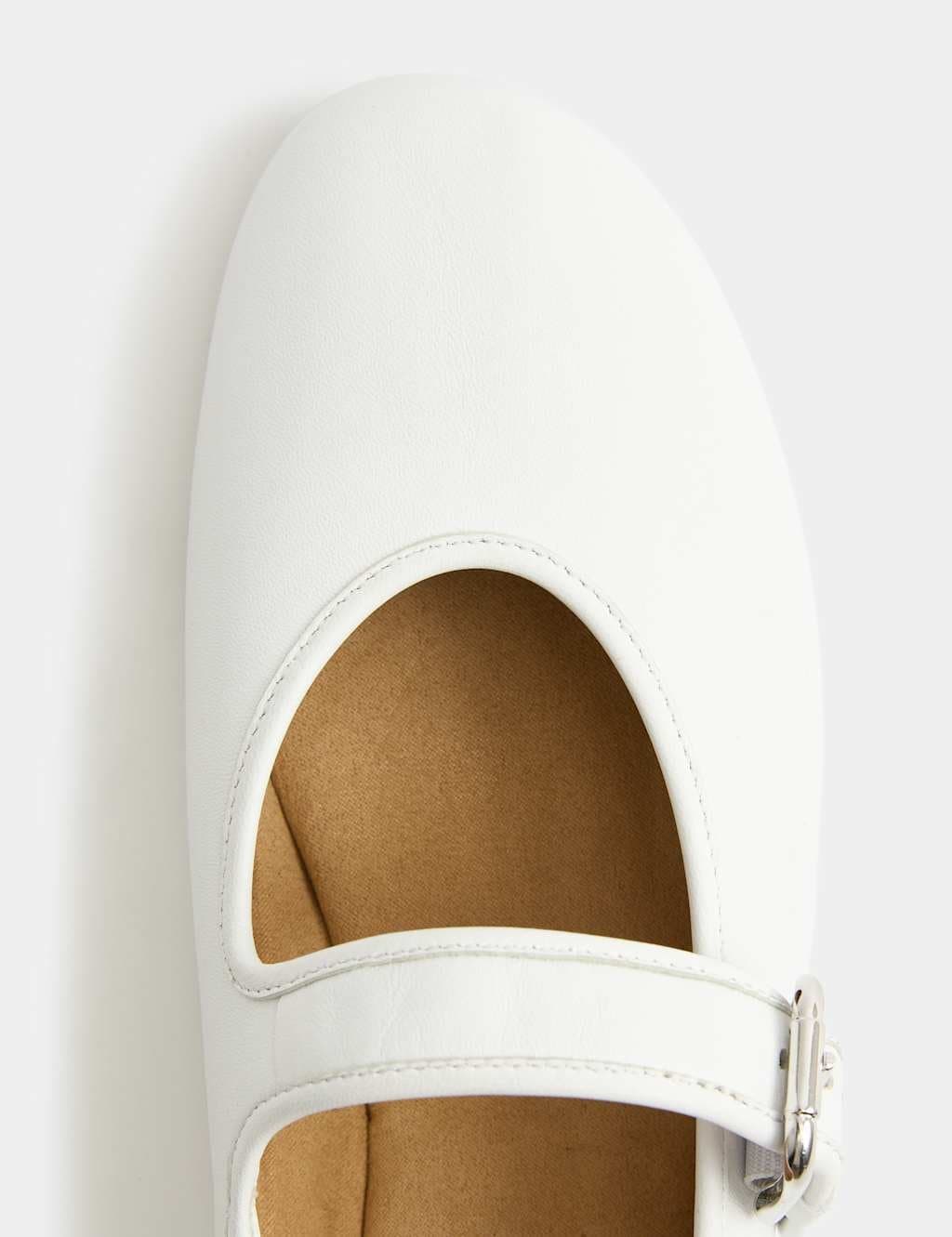 Marks & Spencer M&S White Leather Mary Jane Ballet Pumps