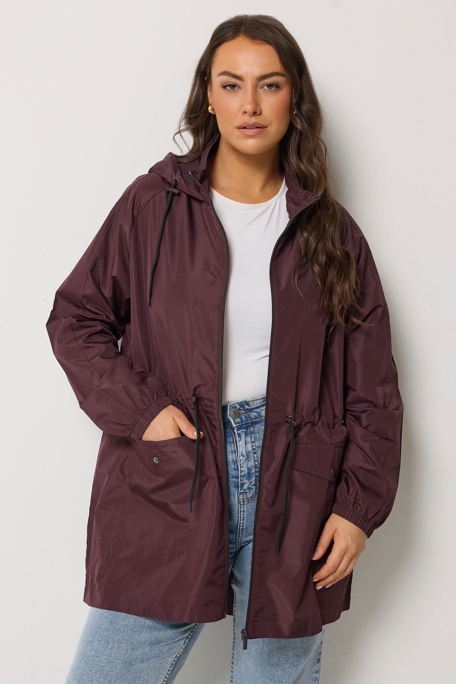 Yours Plus Size Purple Drawstring Lightweight Parka Jacket