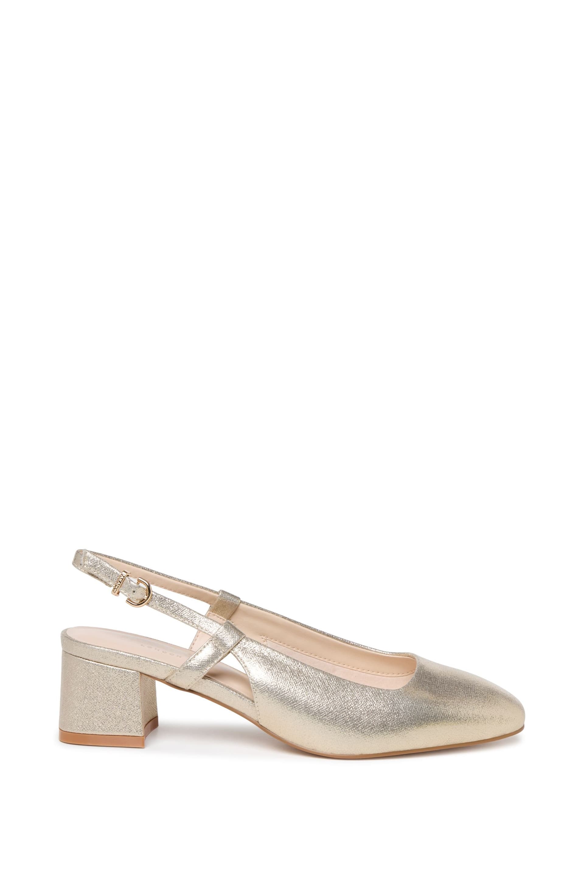 Paradox London Paradox London Women's Tracy' Square Toe Block Heel Slingback Shoes in Gold