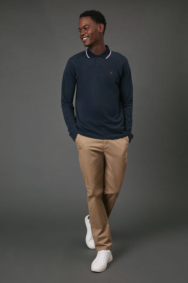 Maine Maine Men's Navy Long Sleeve Pique Polo Shirt - 2