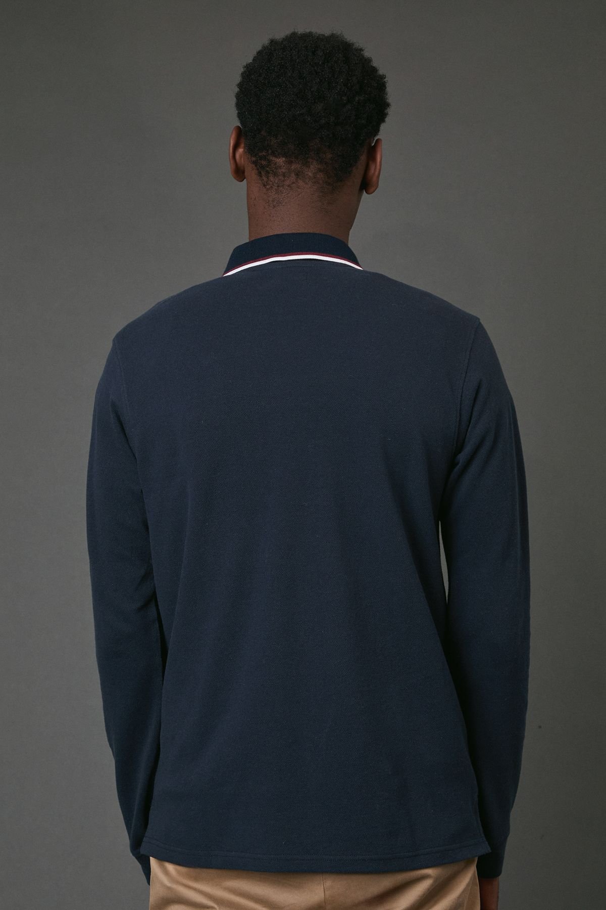 Maine Maine Men's Navy Long Sleeve Pique Polo Shirt - 3