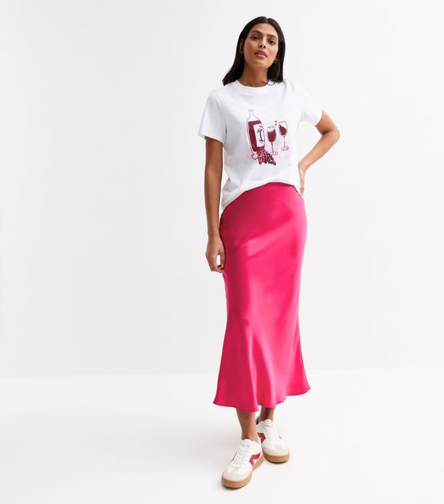 New Look Women's Pink Bias Cut Satin Midi Skirt New Look - 3
