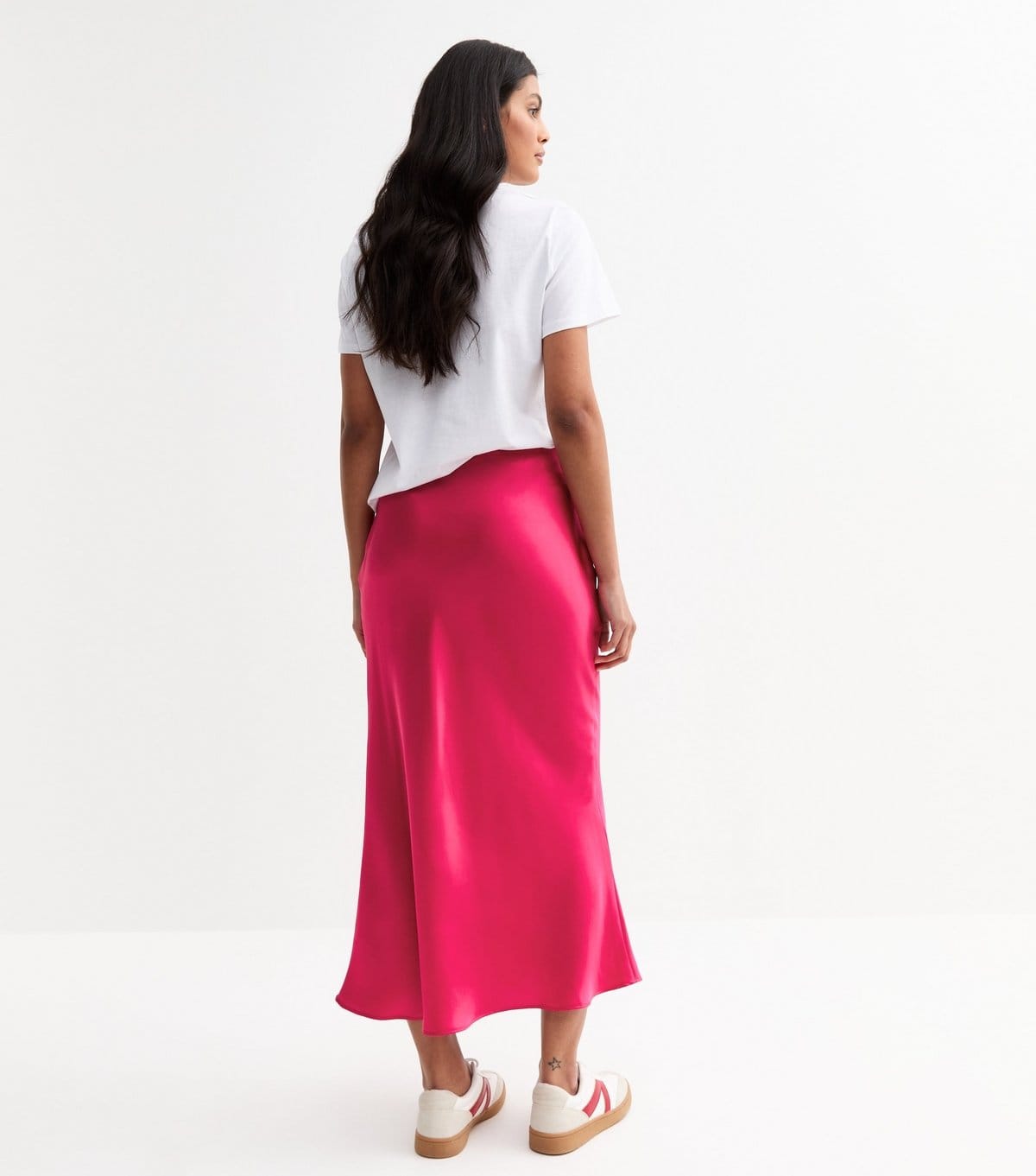 New Look Women's Pink Bias Cut Satin Midi Skirt New Look - 4