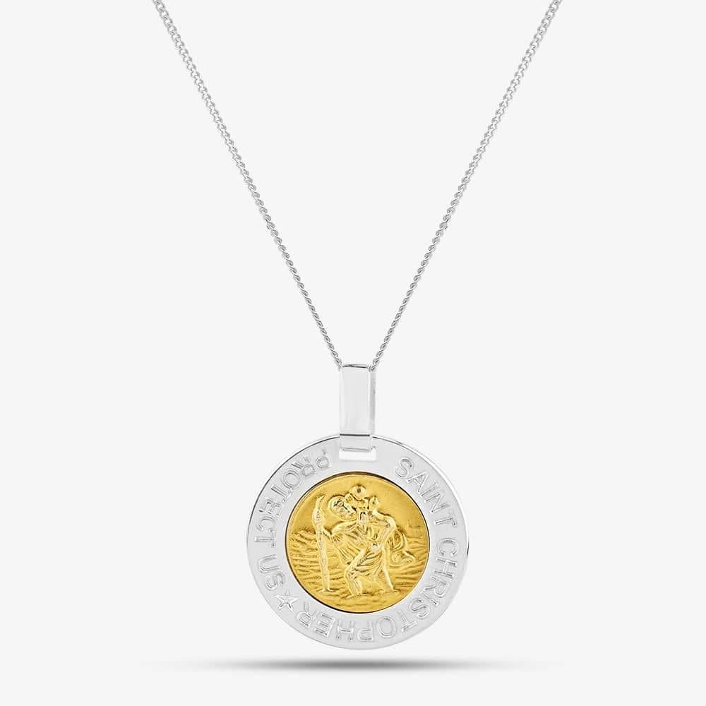 T.H.Baker T.H.Baker Women's Silver Two Tone St Christopher Pendant 8.62.7409