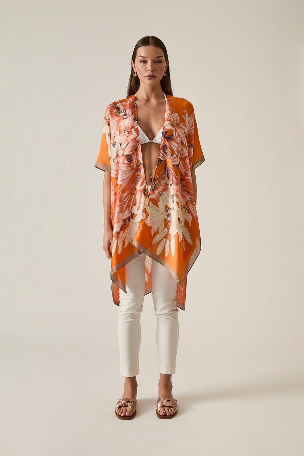 James Lakeland James Lakeland Women's Orange Flower Print Kaftan