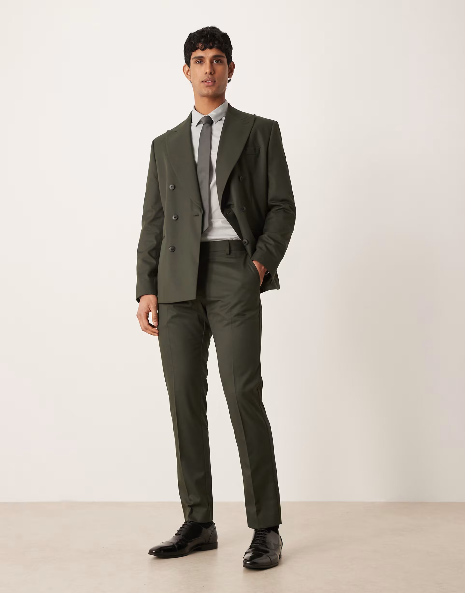 ASOS ASOS DESIGN slim suit trousers in dark green twill - 1