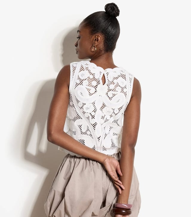 Apricot Women's White Crochet Knit Sleeveless Top Apricot New Look - 3