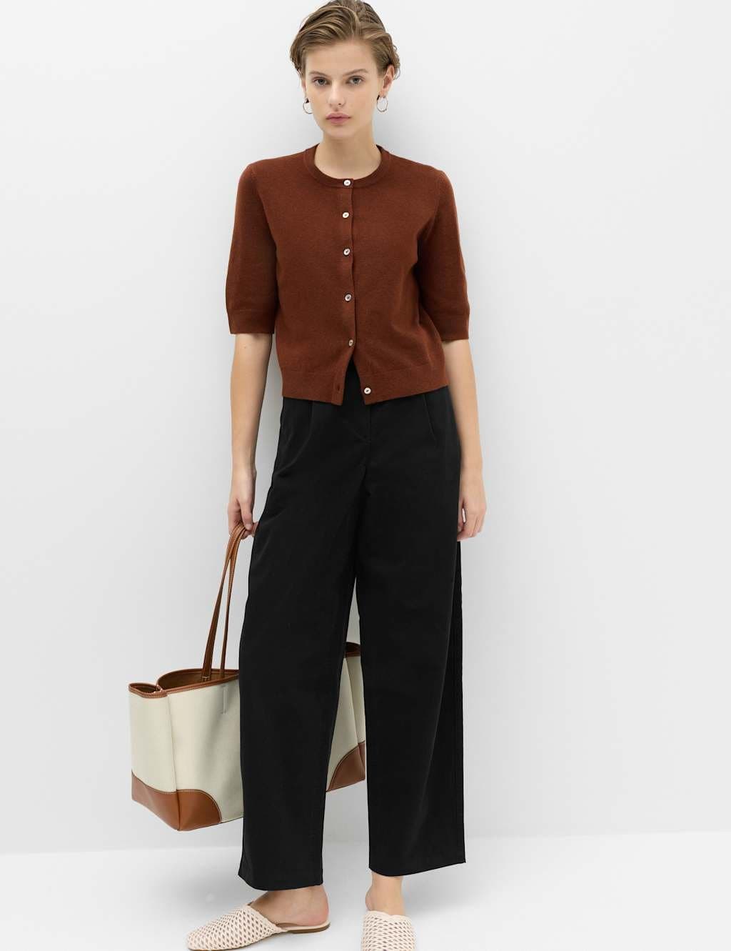 Marks & Spencer M&S Pure Cotton Barrel Leg trouser Black
