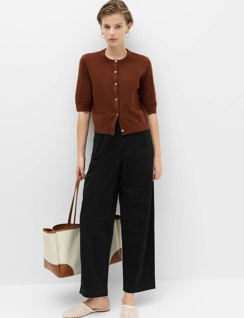 Marks & Spencer M&S Pure Cotton Barrel Leg trouser Black - 1