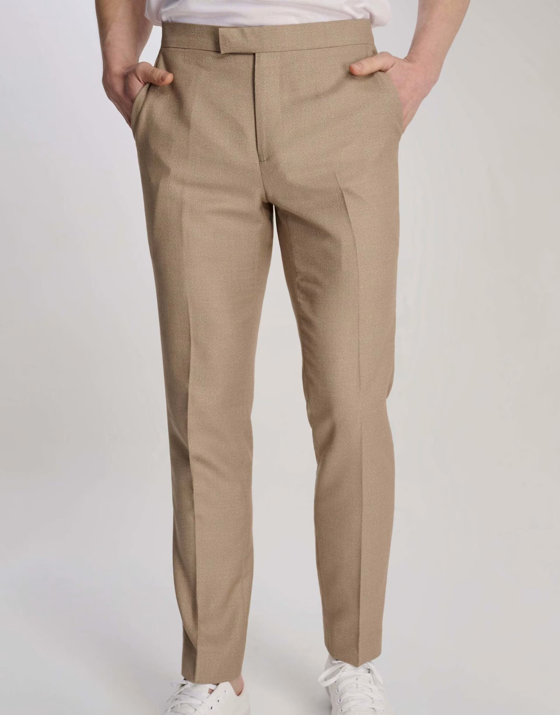 ASOS Harry Brown Archie melange slim fit suit trousers in beige in beige