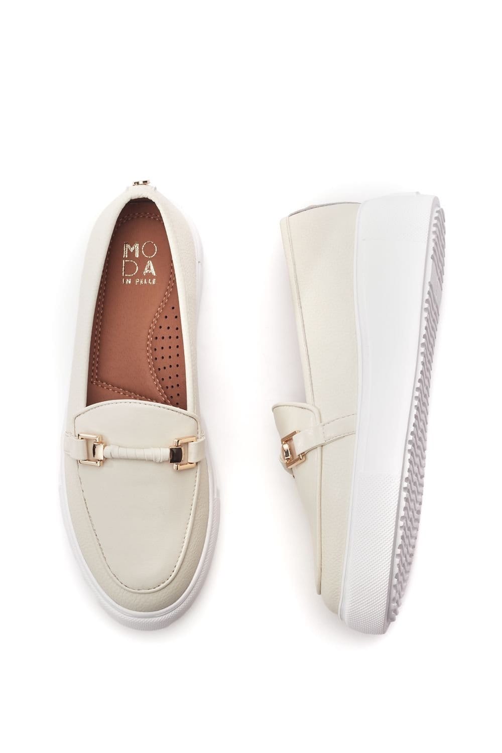 Moda In Pelle Moda In Pelle Women's 'Ettala' Leather Loafers in Off-White - 4