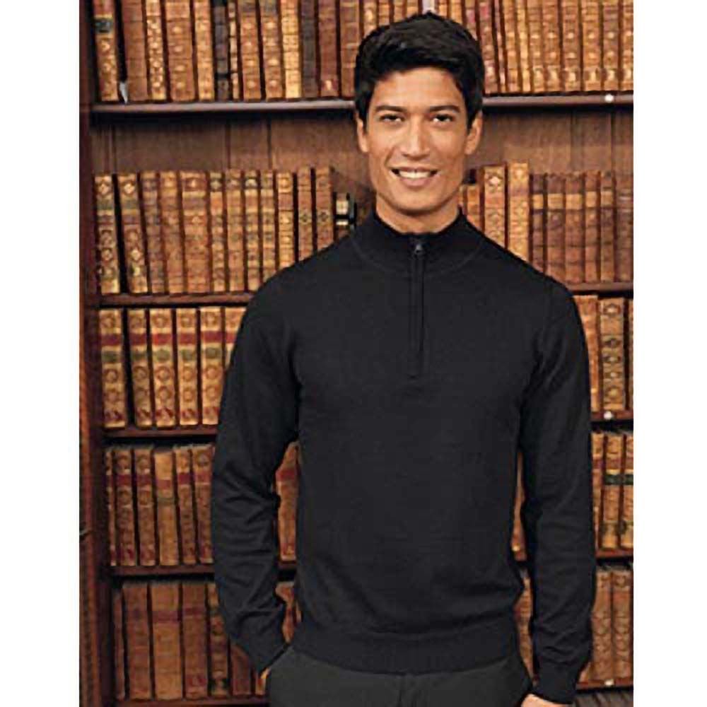 Premier Premier Men's 1 4 Zip Neck Knitted Sweater in Black - 2