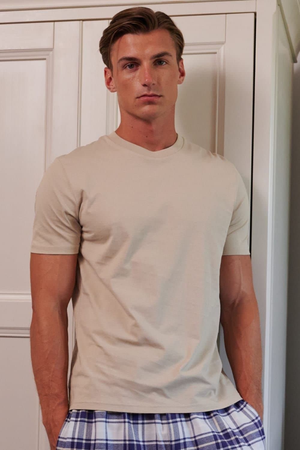 British Boxers British Boxers Men's "Desert Sand" Cotton T-Shirt in Light Sand
