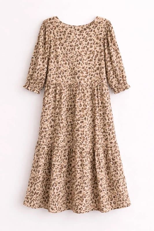 ASOS ASOS Leopard Print Midi Dress UK 14 Smock Tiered Animal Print Summer Dress