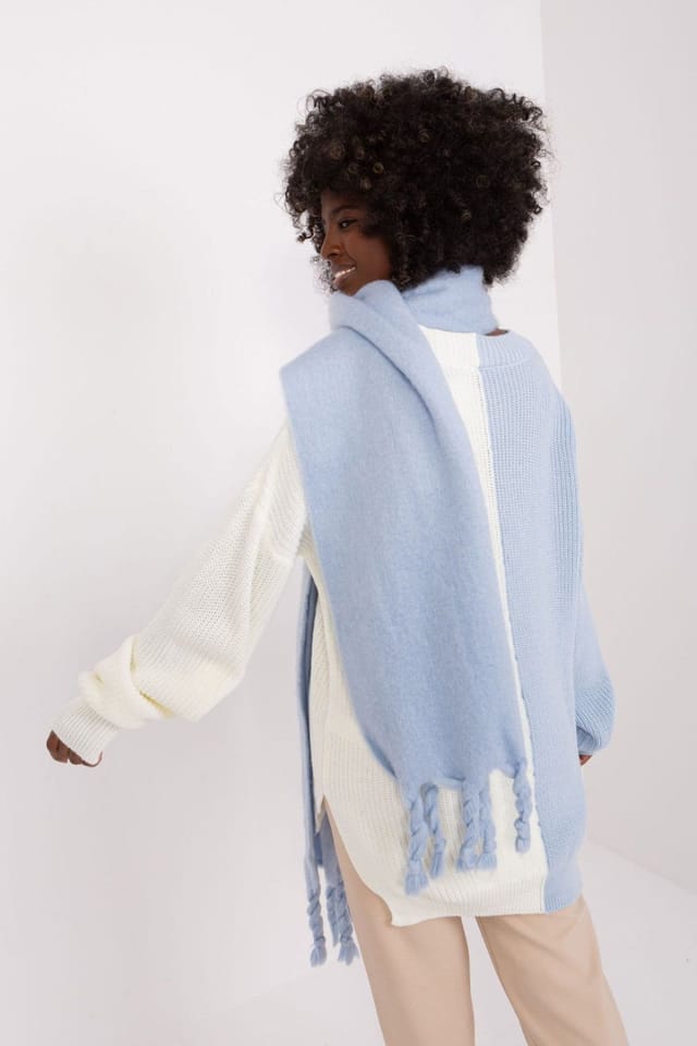 Love Lace Love Lace Women's Long Smooth Polyester Scarf with Soft Fringe Trim for Autumn in Blue - 3