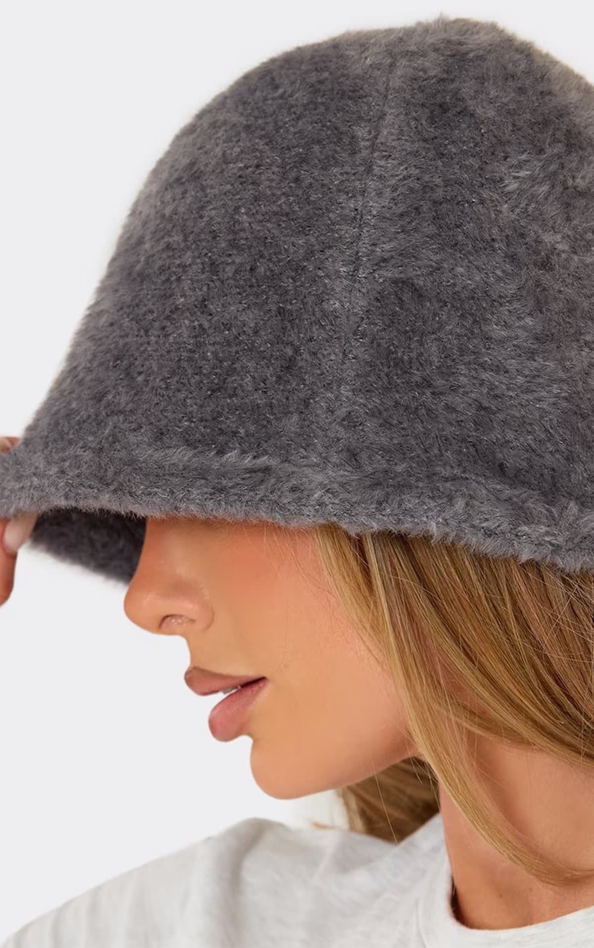 EGO Bucket Hat In Grey Felt, Women's Size UK 0